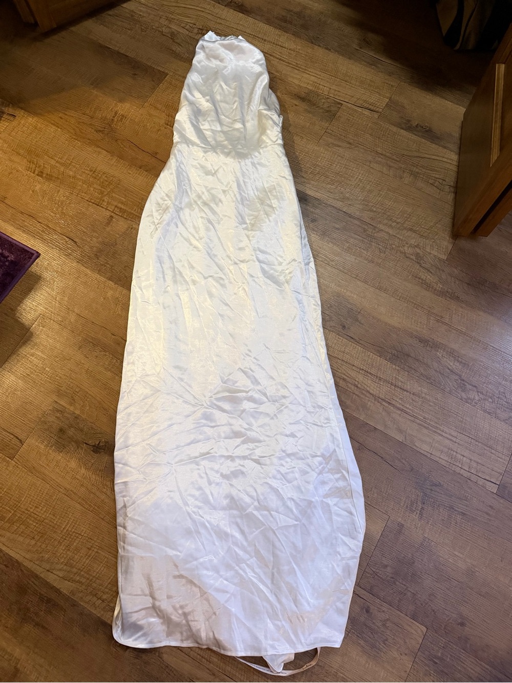 Lulu's Meliana White Satin Halter Backless Maxi Dress - Picture 3 of 5